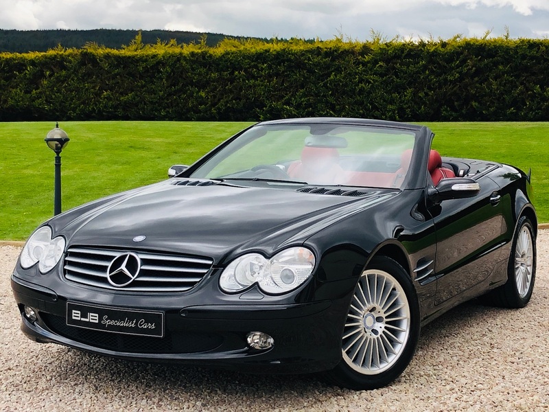 View MERCEDES-BENZ SL *SOLD* SL350 AUTO. OBSIDIAN BLACK, RED LEATHER, GLASS ROOF, AMG TURBINE ALLOYS, ONLY 59K FSH.